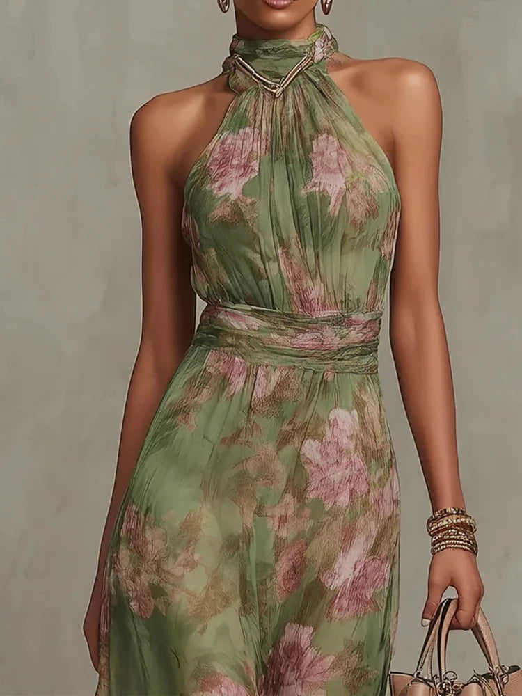 Vestido Midi Halter Elegante Modern Azuria