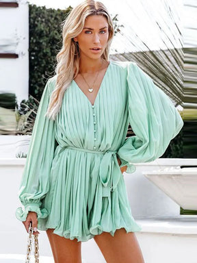 Vestido Manga Longa Plissado Tendência Boho Chic Modern Helise