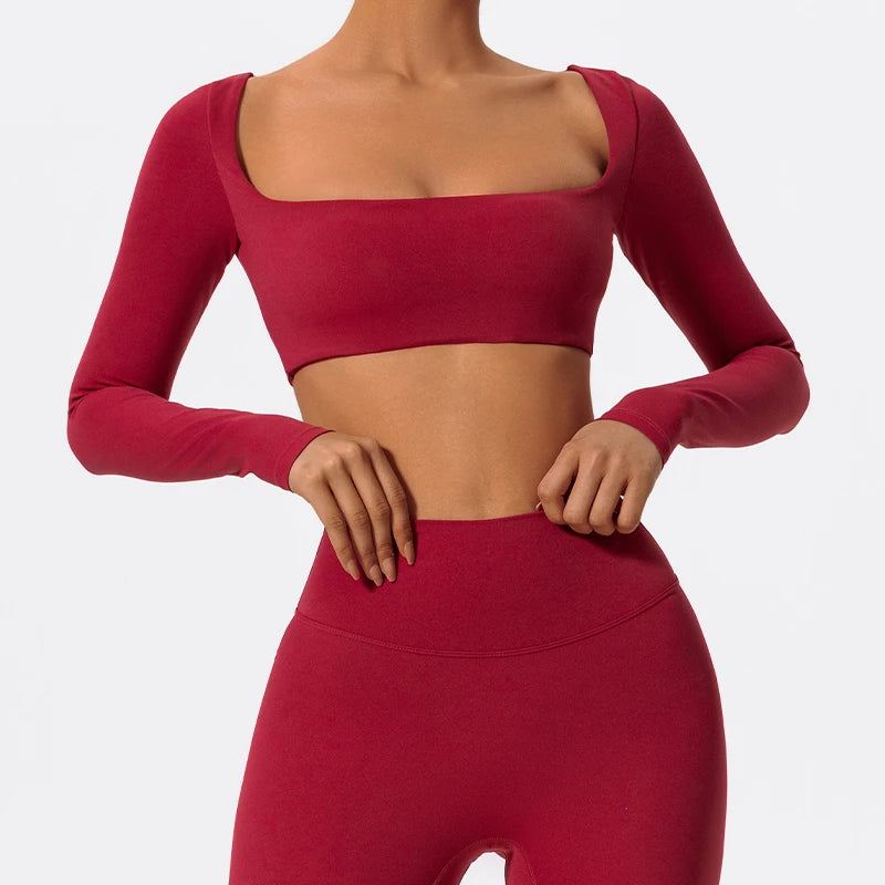 Top Manga Longa Push Up Decote Quadrado Modern Square