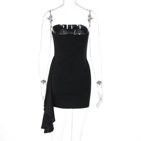 Vestido Curto Preto com Drapeado Modern Ember