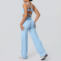 Conjunto Top Ombro Só com Sustentação e Calça Wide Leg Modern Motion