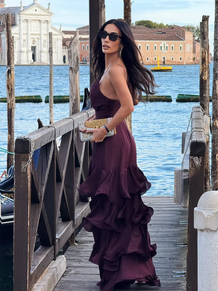 Vestido Longo com Babados Modern Alanis