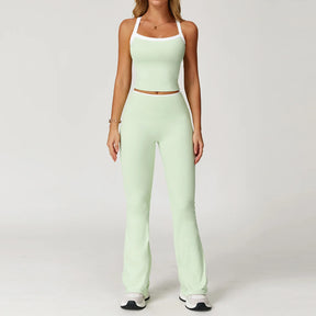 Conjunto Blusa Alça Push Up e Calça Cós Alto Flare Modern Comfy