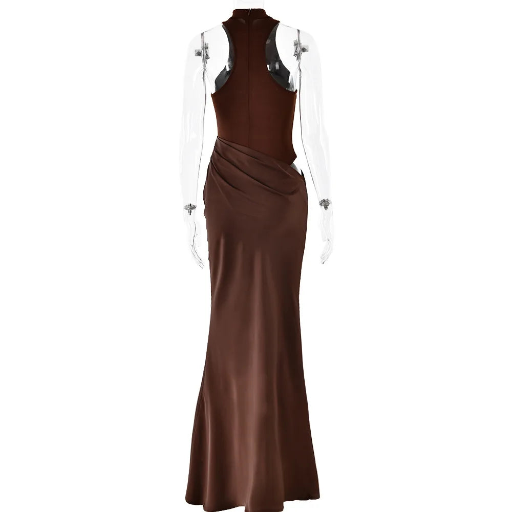 Vestido Longo Gola Alta sem Mangas Modern Hazel