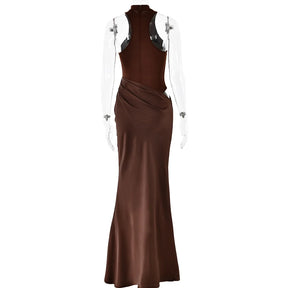 Vestido Longo Gola Alta sem Mangas Modern Hazel