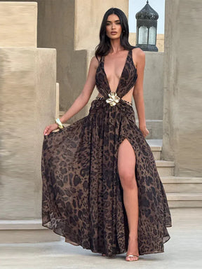 Vestido Longo Costas Abertas e Fenda Lateral Modern Daria