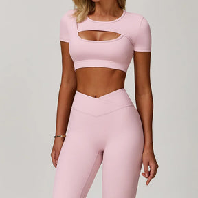 Top Meia Manga e Calça Flare Cós V Modern Flex