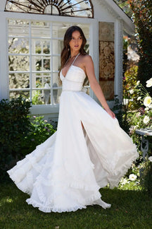 Vestido Longo com Babados e Fenda Modern Lara