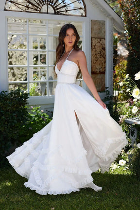 Vestido Longo com Babados e Fenda Modern Lara