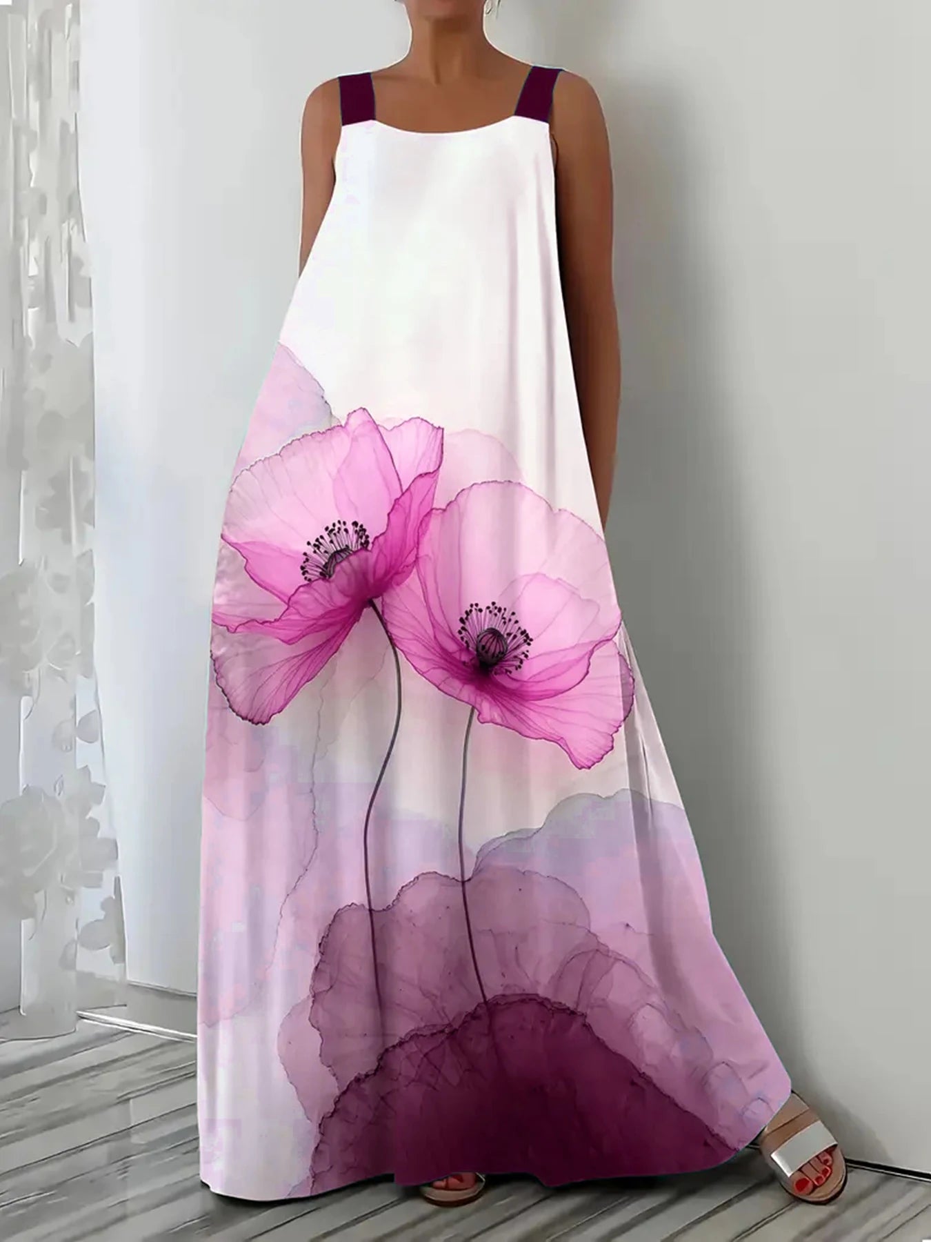 Vestido Longo Floral Plus Size Modern Ella