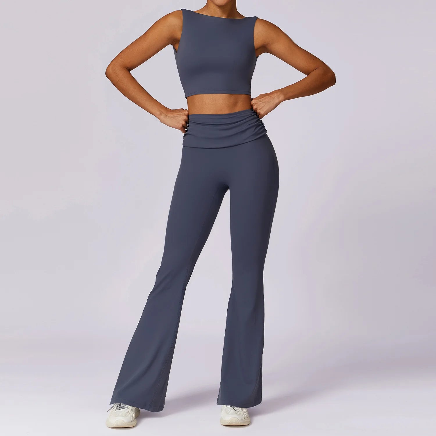 Conjunto Top e Calça Flare Cós Dobrado com Regulagem Modern Louise