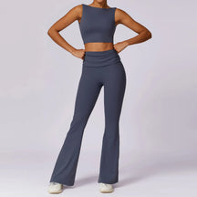 Conjunto Top e Calça Flare Cós Dobrado com Regulagem Modern Louise
