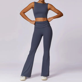 Conjunto Top e Calça Flare Cós Dobrado com Regulagem Modern Louise