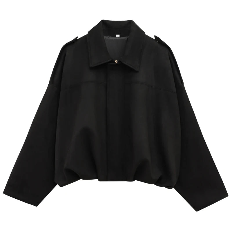 Jaqueta Feminina Suede Oversized Premium com Zíper e Gola Lapela Modern Roma