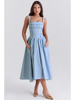 Vestido Midi Xadrez Modern Farm - GOLDEN ERA