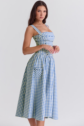 Vestido Midi Xadrez Modern Farm - GOLDEN ERA