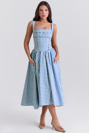 Vestido Midi Xadrez Modern Farm - GOLDEN ERA