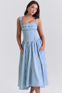Vestido Midi Xadrez Modern Farm - GOLDEN ERA
