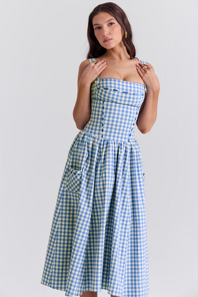 Vestido Midi Xadrez Modern Farm - GOLDEN ERA