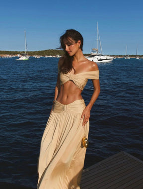 Conjunto Cropped e Saia Longa Modern Dalene