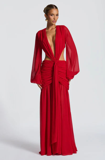 Vestido Longo Manga Comprida em Tule Modern Kyra