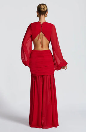 Vestido Longo Manga Comprida em Tule Modern Kyra