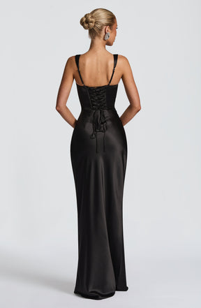 Vestido Longo de Cetim com Lenço Modern Viena