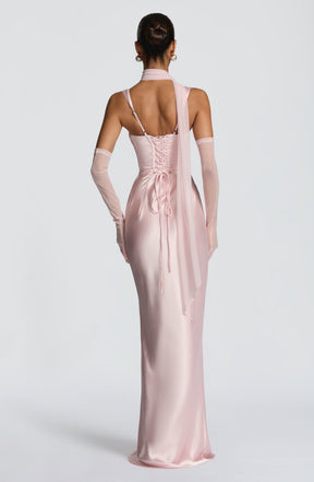 Vestido Longo de Cetim com Lenço Modern Viena