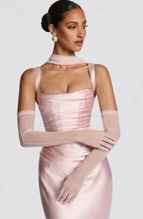 Vestido Longo de Cetim com Lenço Modern Viena