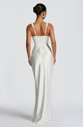 Vestido Longo de Cetim com Lenço Modern Viena