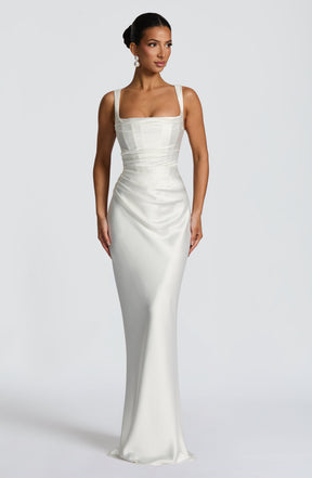 Vestido Longo de Cetim com Lenço Modern Viena