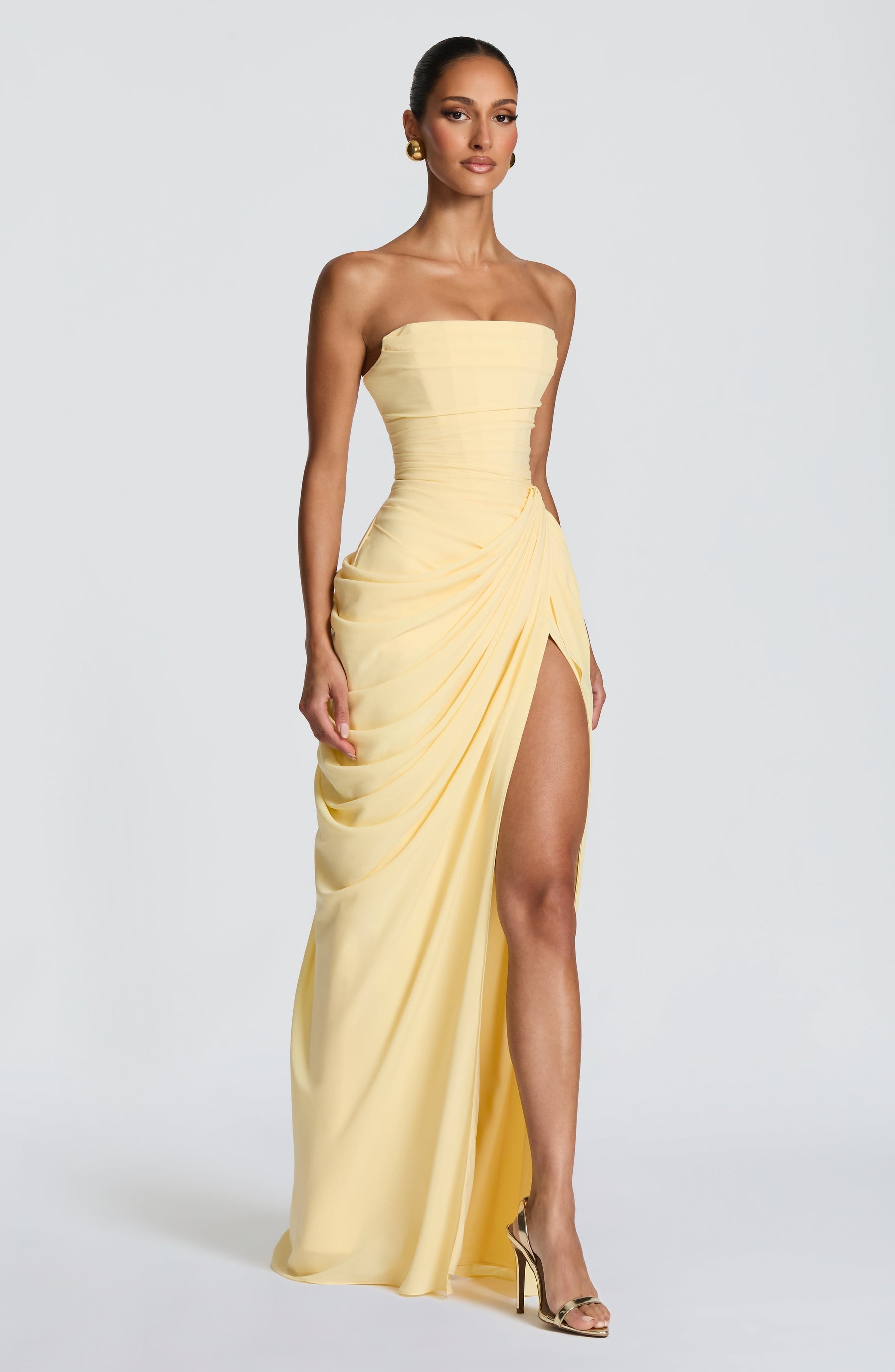 Vestido Longo sem Alças com Fenda Modern Cyra