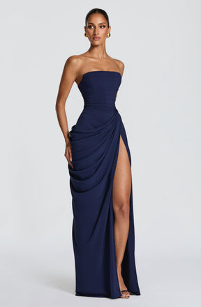 Vestido Longo sem Alças com Fenda Modern Cyra