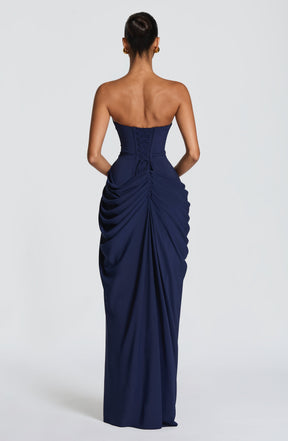 Vestido Longo sem Alças com Fenda Modern Cyra