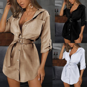 Vestido Camisa Curto com Cinto Modern Carol