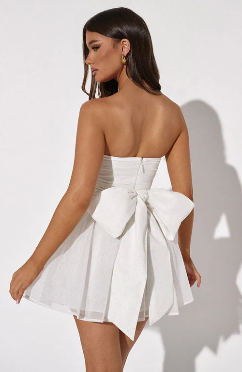 Vestido Curto Sem Alças de Brilho Modern Glam Luxo - FULL