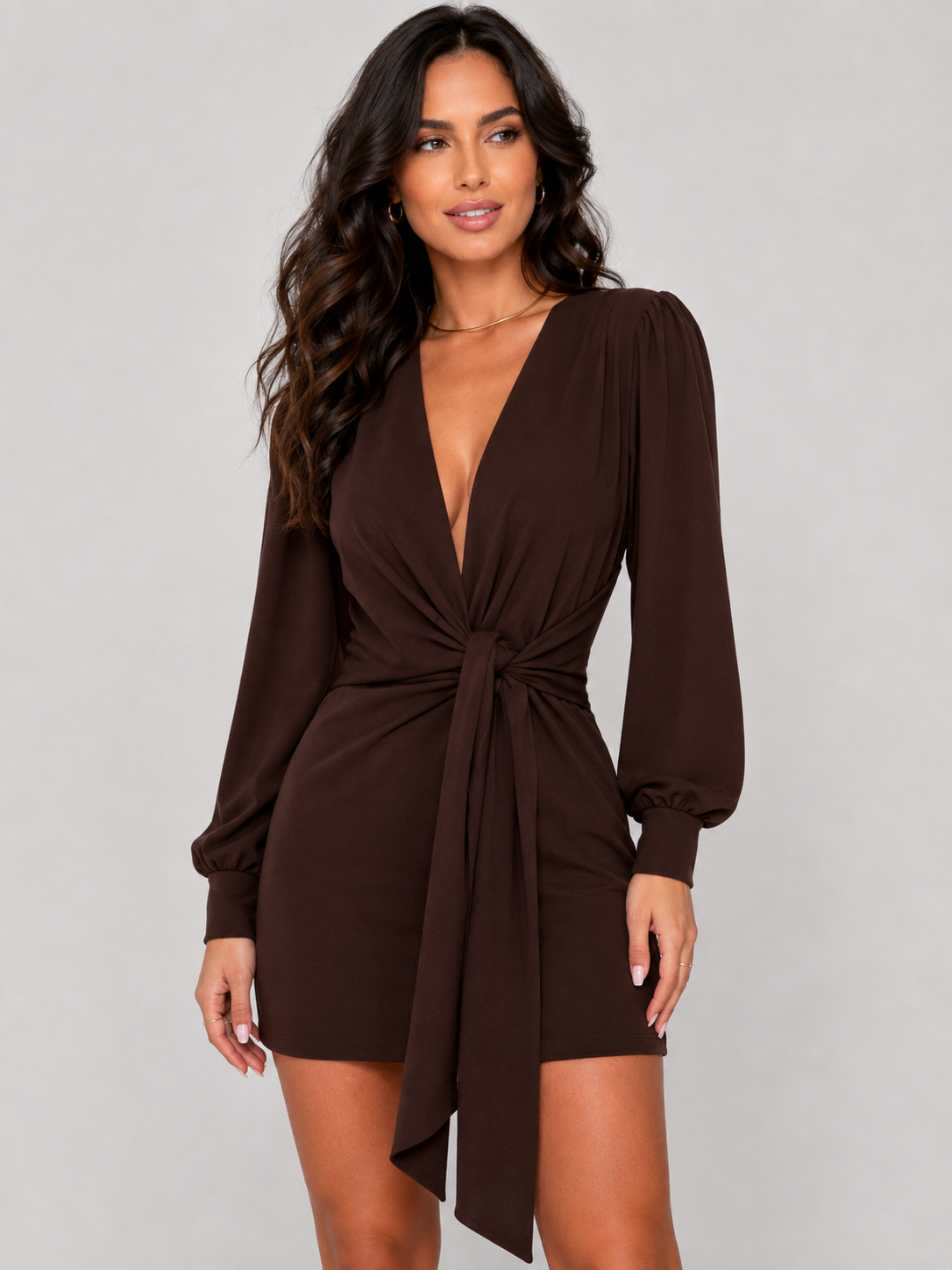 Vestido Curto Duna Manga Comprida Modern Mirella