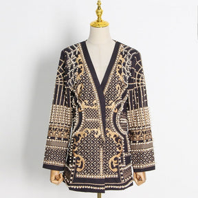 Maxi Blazer Bordado com Aplicações de Pedrarias Modern Milena
