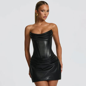 Vestido Curto em Couro Modern Margot