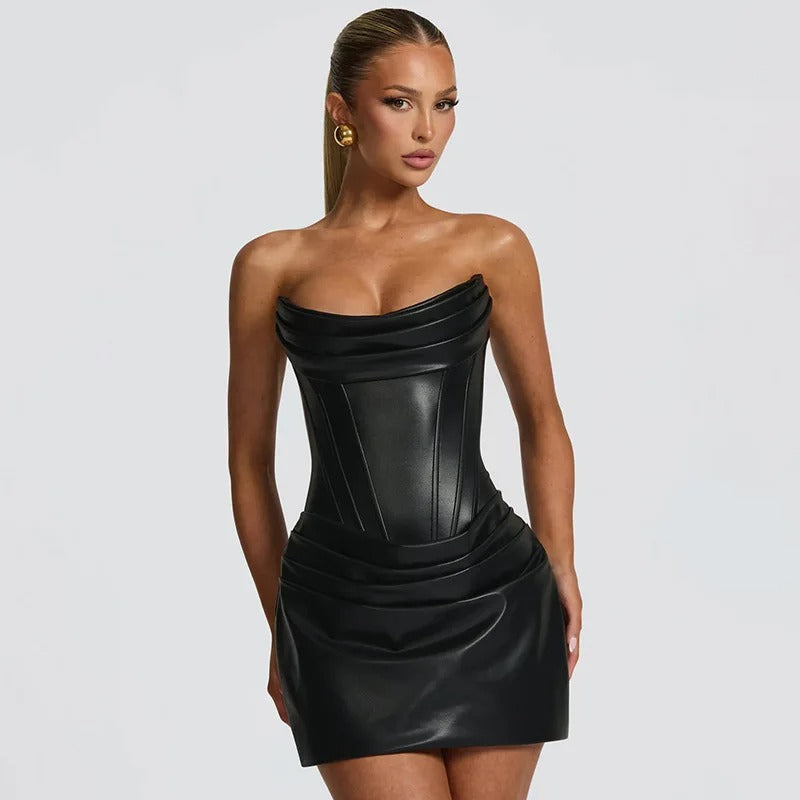 Vestido Curto em Couro Modern Margot