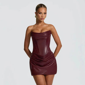Vestido Curto em Couro Modern Margot