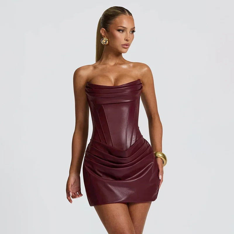 Vestido Curto em Couro Modern Margot