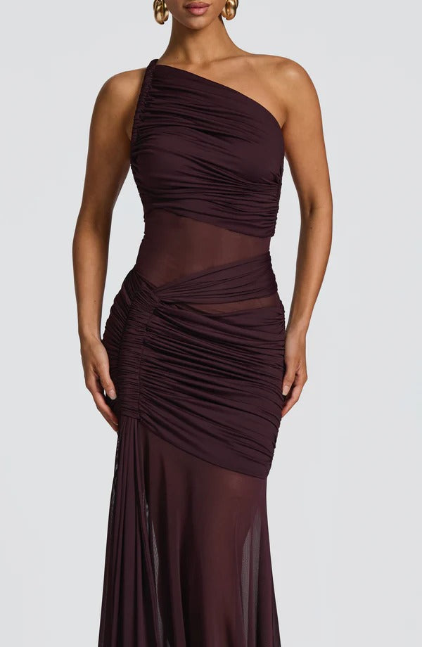 Vestido Longo Drapeado com Tule Modern Marianne