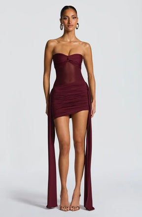 Vestido Curto Sem Alças Detalhe Assimétrico Pendurado Modern Fiorella