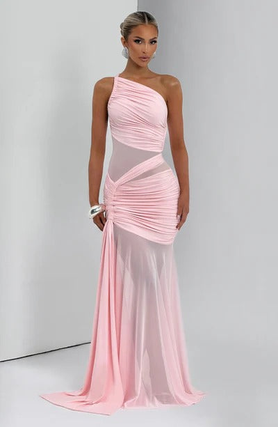 Vestido Longo Drapeado com Tule Modern Marianne