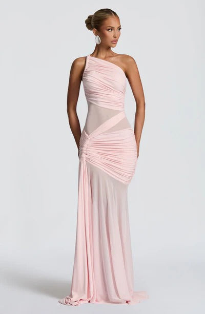 Vestido Longo Drapeado com Tule Modern Marianne