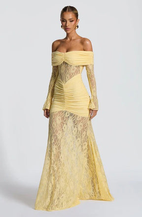 Vestido Longo Ombro a Ombro de Renda Modern Pauline