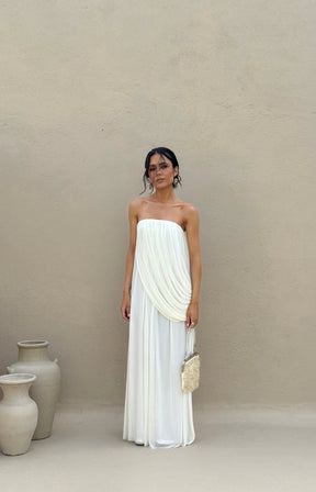 Vestido Longo Branco Sem Alças Modern Marie