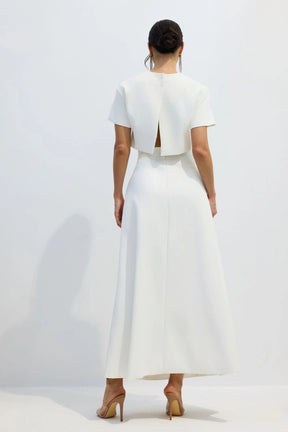 Conjunto Floral Cropped e Saia Midi Modern Iza