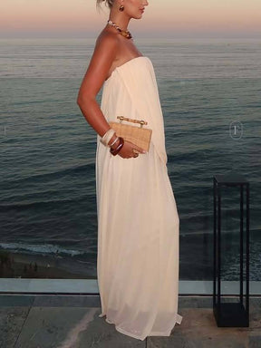 Vestido Longo Branco Sem Alças Modern Marie